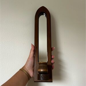 Charming cottage core wooden mirrored sconces with candle holders